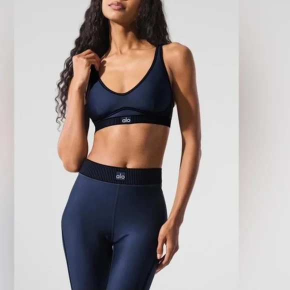 ALO AIRLIFT Navy Leggings and BRA SET XXS BRAND NEW!!!! - Picture 1 of 7